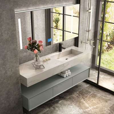 European Modern 72-inch Hot Sale Moistureproof Double Sink Melamine Floating Bathroom Vanity